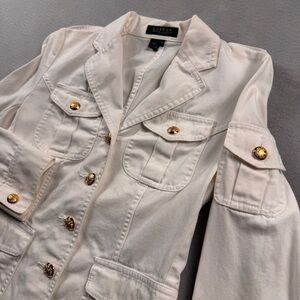 Ralph Lauren Military 5 Pocket Jacket White Gold Buttons Utility Cargo
